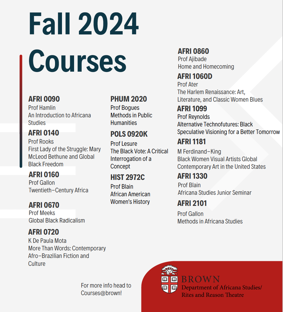 Image of courses being offered for fall 2024