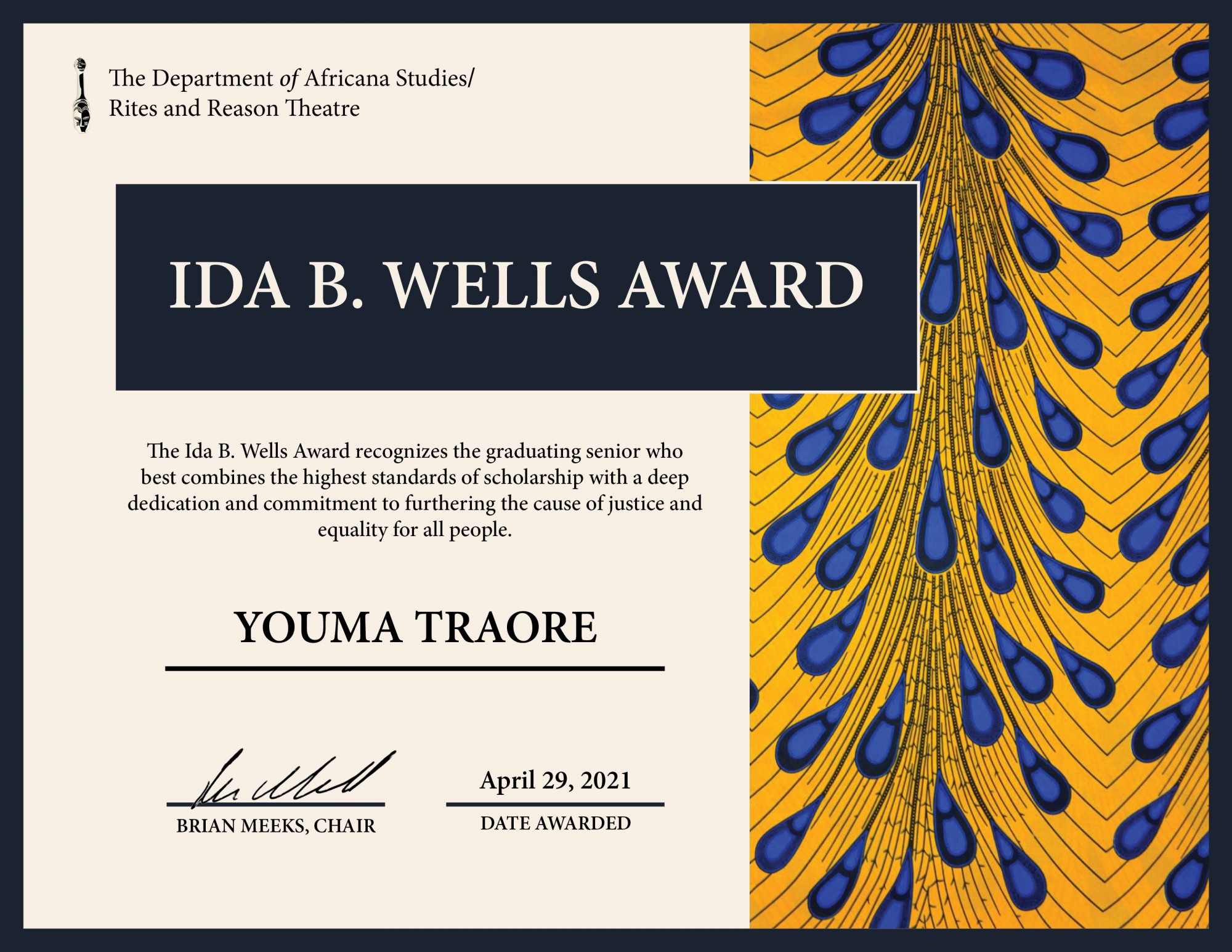 Ida B. Wells Award, Youma Traore