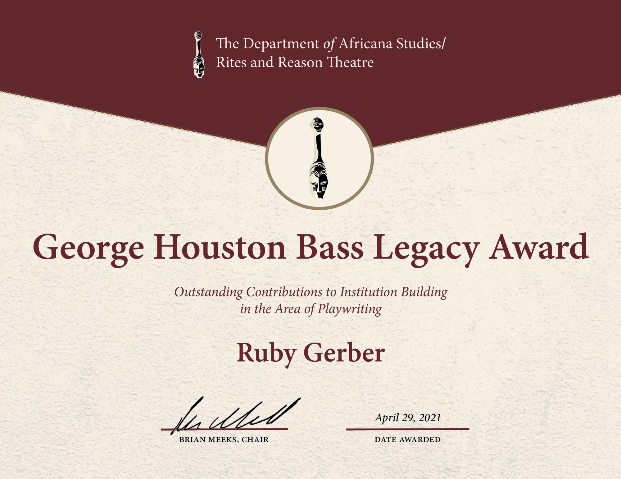 GHB Legacy Award, Ruby Gerber